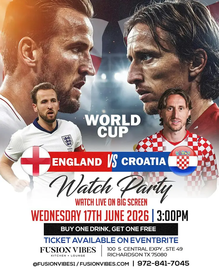 WORLD CUP DALLAS-ENGLAND VS CROTIA WATCH PARTY