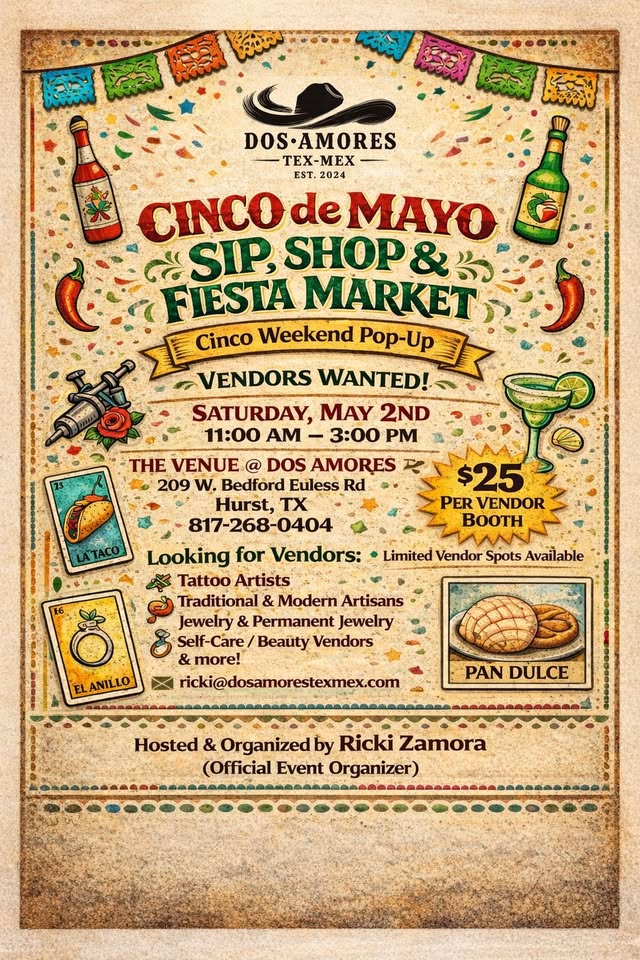 VENDORS WANTED CINCO DE MAYO SIP, SHOP & INDOOR FIESTA MARKET